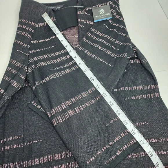 Ming Wang Sweater Jacket Women's Medium Cardigan Office Shoulder Pads Pink Black - Picture 7 of 7